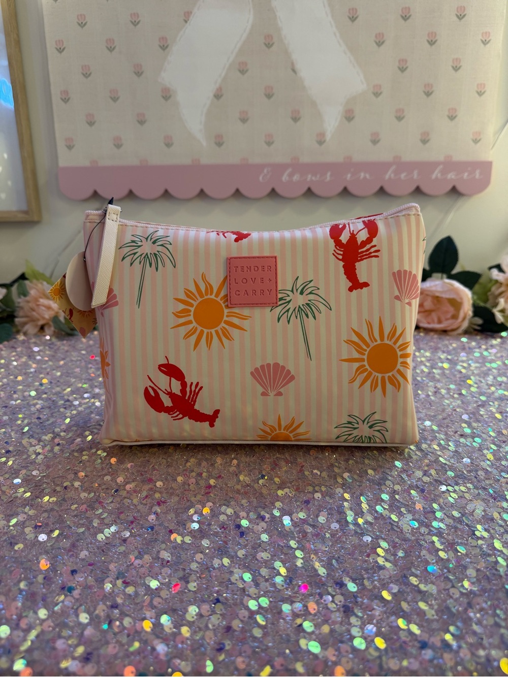 Tender Love + Carry Large Travel/Cosmetic Bag in Summertime Pattern - NWT